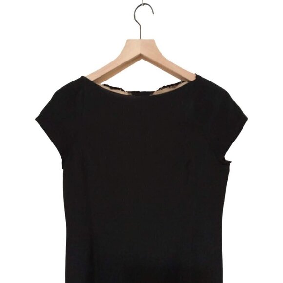 Worth Petite Black 100% Silk Cap Sleeve Knee Length Sheath Dress Sz 10 - Picture 2 of 7